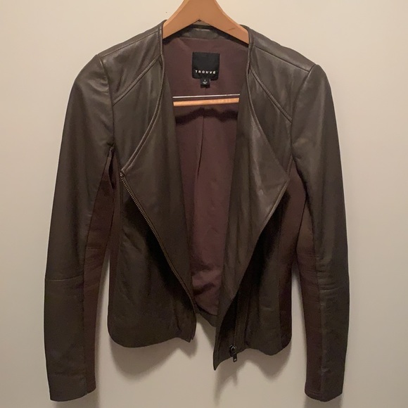 Trouve taupe leather jacket - Picture 2 of 9